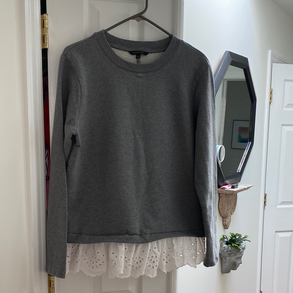 Banana Republic Gray Sweatshirt with Lace Hem